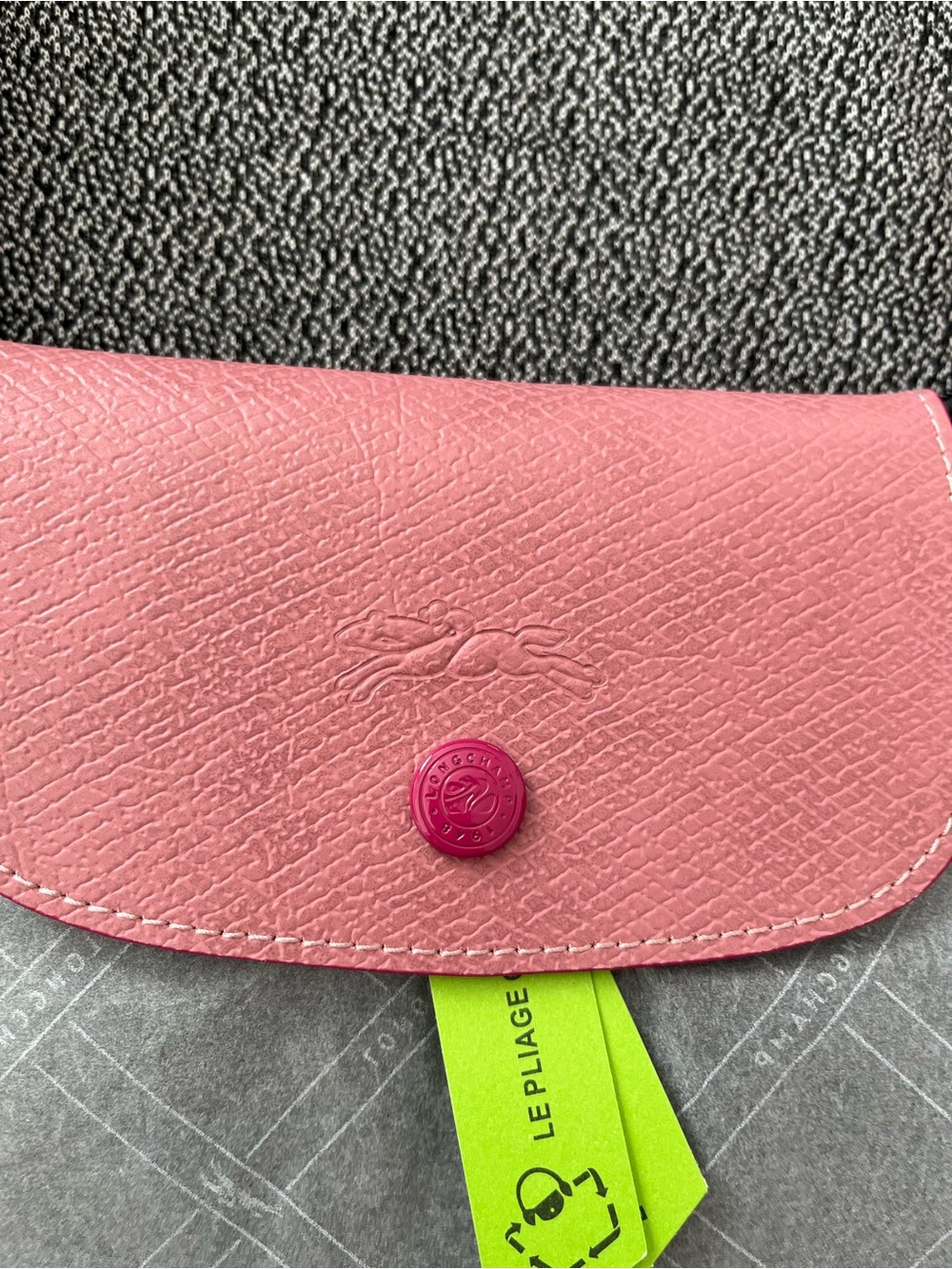 Longchamp Black Tote with Pink Leather Trim and Pink Eiffel Accent - Picture 5 of 6